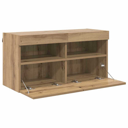 TV Vägghylla med LED Artisan Ek 80 x 30 x 40 cm Konstruerat trä
