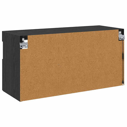 TV Vägghylla med LED Svart Ek 80 x 30 x 40 cm Konstruerat trä