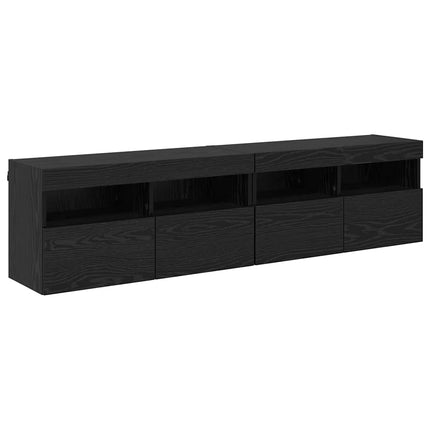 TV-väggskåp 2 pcs Svart Ek 80 x 30 x 40 cm Konstruerat trä