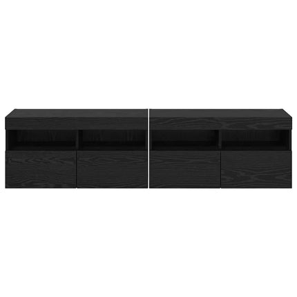 TV-väggskåp 2 pcs Svart Ek 80 x 30 x 40 cm Konstruerat trä