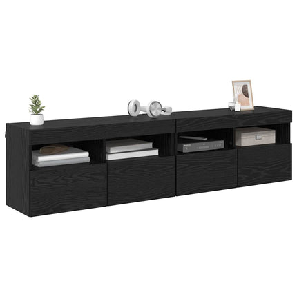 TV-väggskåp 2 pcs Svart Ek 80 x 30 x 40 cm Konstruerat trä