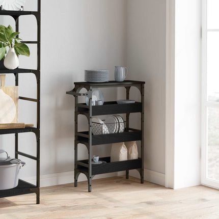 Köksvagn Svart Ek 53 x 20 x 76 cm Konstruerat trä