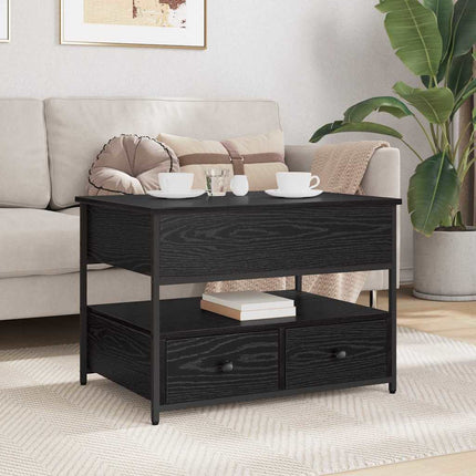 Kaffeebord med låda Svart Ek 70 x 50 x 54.5 cm Konstruerat trä