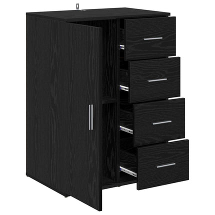 Sideboard med låda Svart Ek 59 x 39 x 80 cm Konstruerat trä