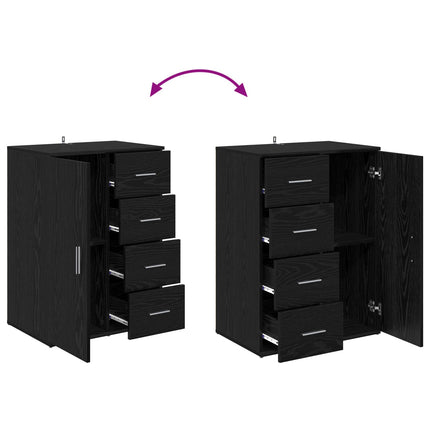 Sideboard med låda Svart Ek 59 x 39 x 80 cm Konstruerat trä