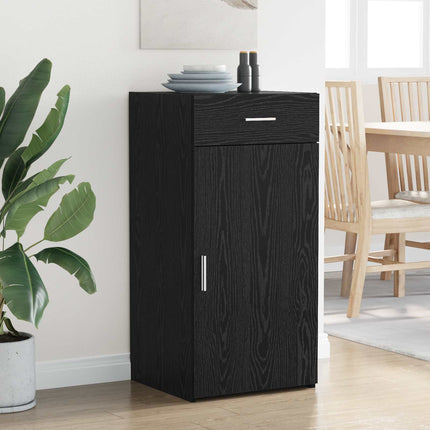 Sideboard med låda Svart ek 45 x 42,5 x 93 cm Konstruerat trä
