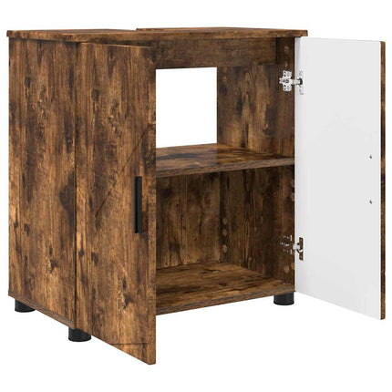 Badrumsskåp Rökt ek 61 x 35 x 64 cm Konstruerat trä & Metall