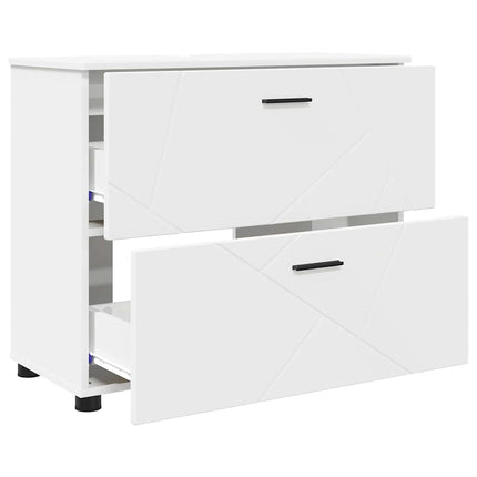 Badrumsskåp Vit 76,5 x 35 x 64 cm Konstruerat trä & Metall