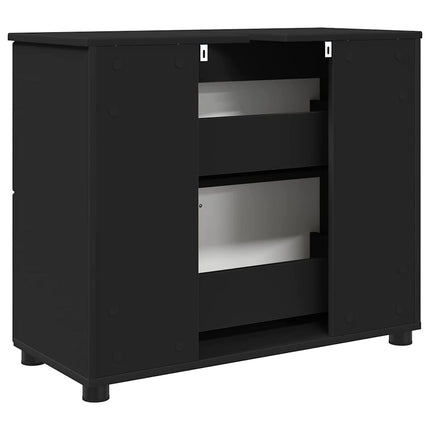 Badrumsskåp Svart 76,5 x 35 x 64 cm Konstruerat trä & Metall