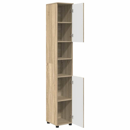 Badrumsskåp Sonoma-ek 30 x 35 x 192 cm Konstruerat trä & Metall