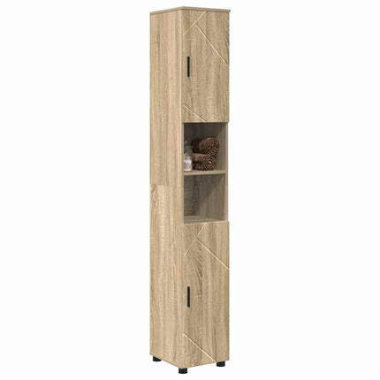 Badrumsskåp Sonoma-ek 30 x 35 x 192 cm Konstruerat trä & Metall