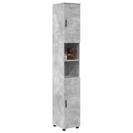 Badrumsskåp Betonggrå 30 x 35 x 192 cm Konstruerat trä & Metall