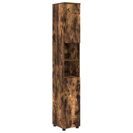 Badrumsskåp Rökt ek 30 x 35 x 192 cm Konstruerat trä & Metall