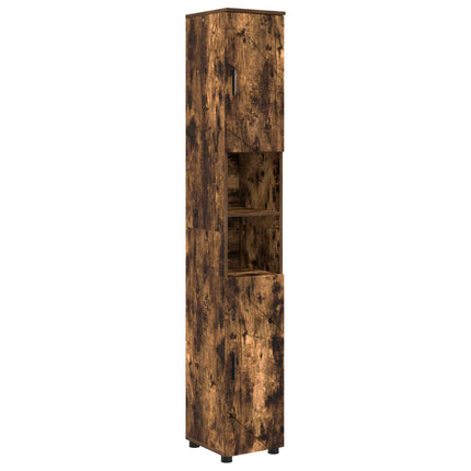 Badrumsskåp Rökt ek 30 x 35 x 192 cm Konstruerat trä, Metall