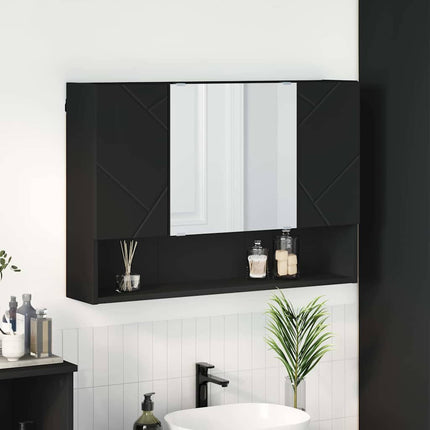 Spegelskåp Väggmonterad Svart 80 x 17 x 55 cm Konstruerat trä