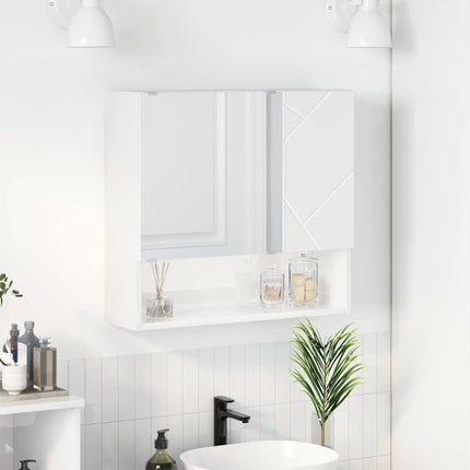 Spegelskåp Högblanka vita 59 x 17 x 55 cm Konstruerat trä