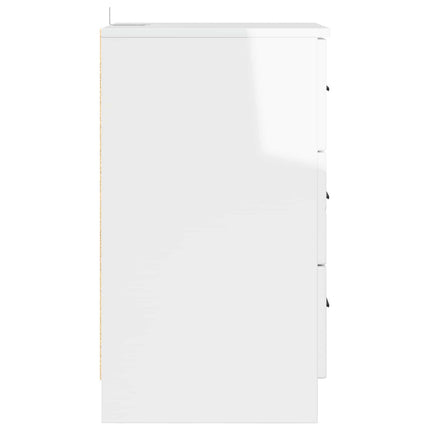 Nattduksbord Vit högglans 38 x 38 x 66 cm Konstruerat trä