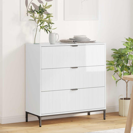 Sideboard Högblanka vita 79,5 x 33 x 82 cm Konstruerat trä