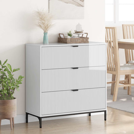 Sideboard Högblanka vita 79,5 x 33 x 82 cm Konstruerat trä