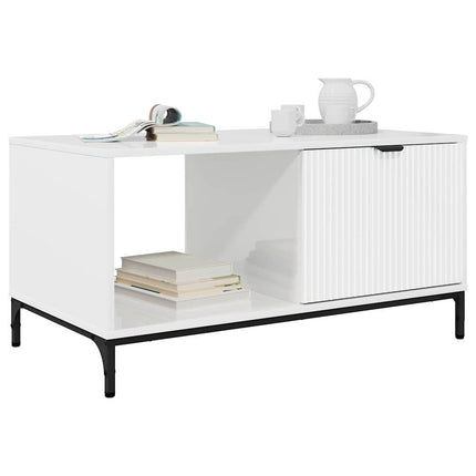 Kaffeebord Högblanka vita 90 x 49 x 46 cm Konstruerat trä