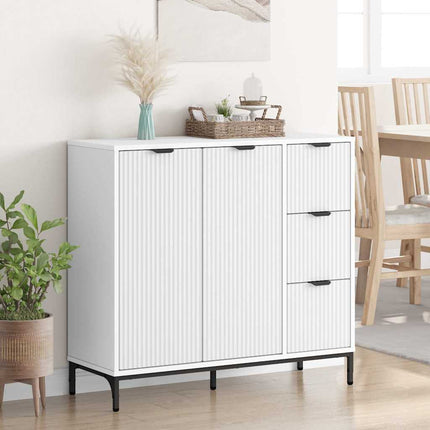 Sideboard med låda Vit 89,5 x 33 x 82 cm Konstruerat trä