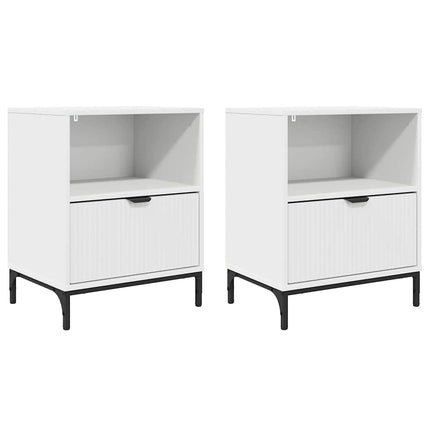 Nattduksbord med låda 2 pcs Vit 49 x 36 x 61 cm Konstruerat trä
