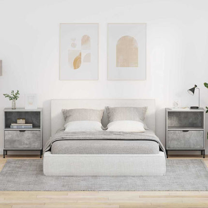 Nattduksbord 2 pcs Betonggrå 49 x 36 x 61 cm Konstruerat trä