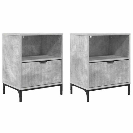 Nattduksbord 2 pcs Betonggrå 49 x 36 x 61 cm Konstruerat trä