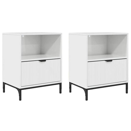 Nattduksbord 2 pcs Vit högglans 49 x 36 x 61 cm Konstruerat trä