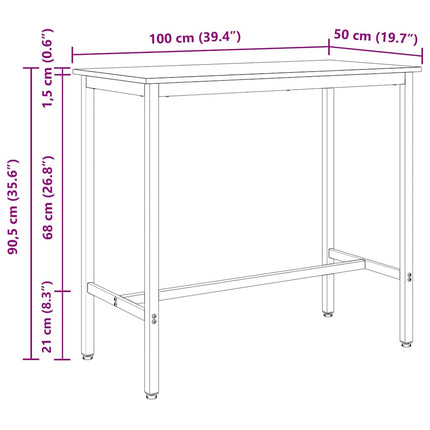 bord Gammalt trä 100 x 50 x 90,5 cm Konstruerat trä och stål