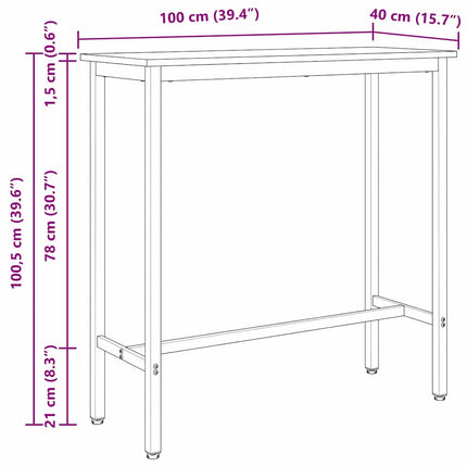 bord Rökt ek 100 x 40 x 100,5 cm Konstruerat trä och stål