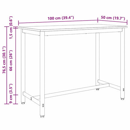 bord Svart Ek 100 x 50 x 76,5 cm Konstruerat trä och stål