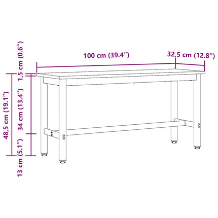 Matbänk Gammalt trä 100 x 32,5 x 48,5 cm