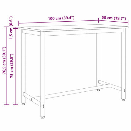 bord Svart Ek 100 x 50 x 76,5 cm Konstruerat trä och stål