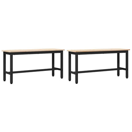 Matbänkar 100 x 32,5 x 49 cm 2 st Massivt furuträ Naturfärg