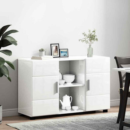 Sideboard med hylla FLORIN Högblanka vita 88,5 x 30,5 x 55,5 cm