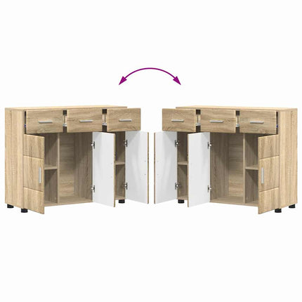 Sideboard FLORIN Sonoma-ek 88,5 x 30,5 x 73 cm Konstruerat trä