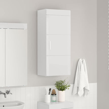 Badrumsväggskåp med dörr TULUM Högblanka vita 37 x 24,5 x 86 cm