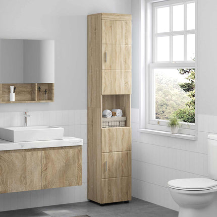 Badrumsskåpsset med lagring TULUM Sonoma-ek 37 x 31,5 x 203 cm