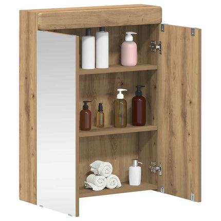 Badrumsspegelskåp med hylla TULUM Artisan Ek 60 x 16,5 x 78 cm