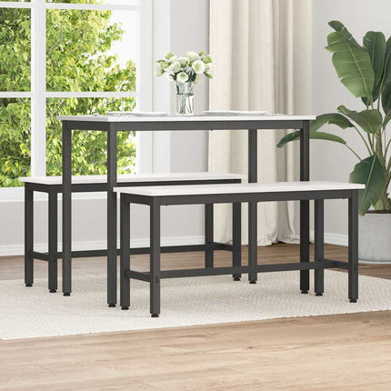 Matbänk 2 pcs Vit 100 x 32,5 x 49 cm Massivt furuträ