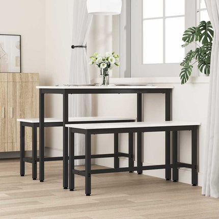 Matbänk 2 pcs Vit 100 x 32,5 x 49 cm Massivt furuträ