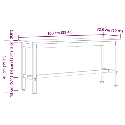 Matbänk 100 x 32,5 x 49 cm 2 st Massivt furuträ Vit