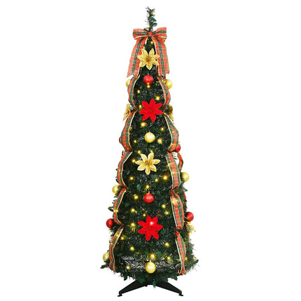 Konstgjord julgran med 100 LED-lampor Grön 155 cm PVC