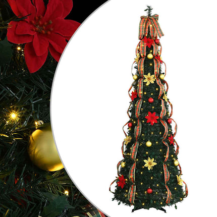 Konstgjord julgran med 150 LED-lampor Grön 185 cm PVC