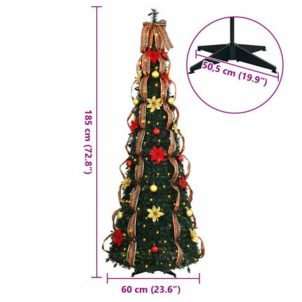 Konstgjord julgran med 150 LED-lampor Grön 185 cm PVC