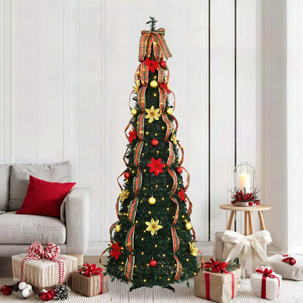 Konstgjord julgran med 200 LED-lampor Grön 215 cm PVC