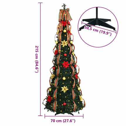Konstgjord julgran med 200 LED-lampor Grön 215 cm PVC