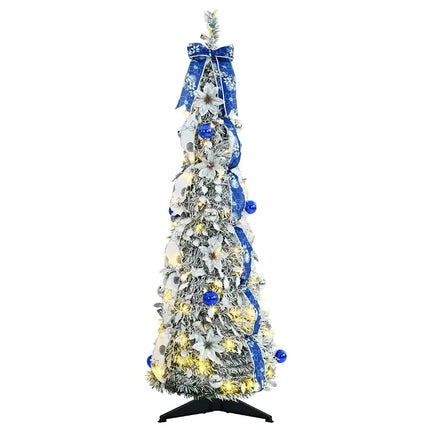 Konstgjord julgran med 50 LED-lampor med stativ Vit 120 cm PVC