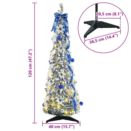 Konstgjord julgran med 50 LED-lampor med stativ Vit 120 cm PVC